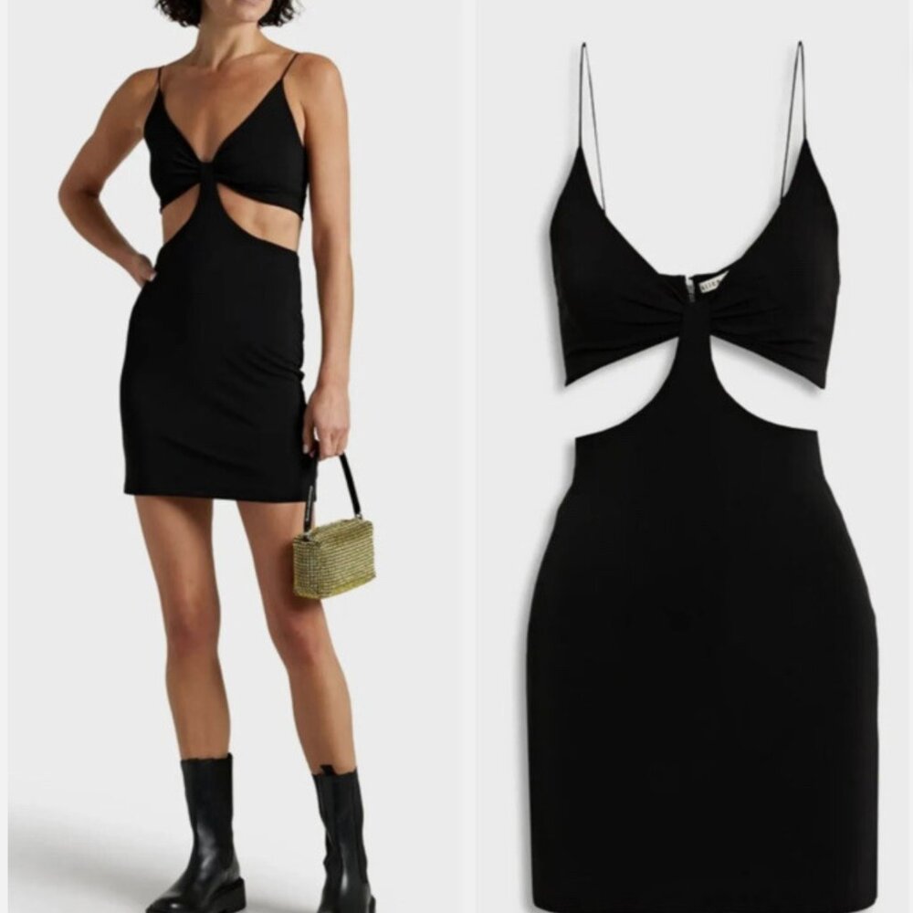 ALICE + OLIVIA Havana Cutout Cady Mini Dress in Black Size 10